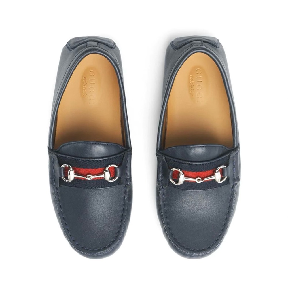 Authentic Gucci Kids Children's leather driver with Web size 25